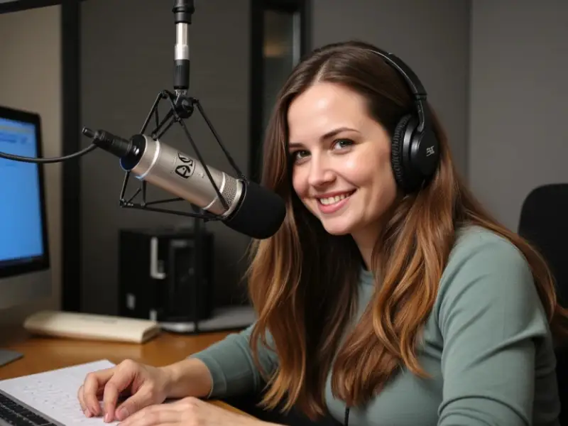 photo of a female radio announcer